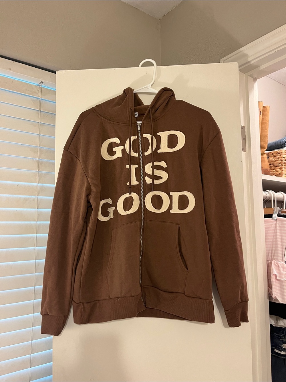 Brown 'GOD IS GOOD' Zip Hoodie
